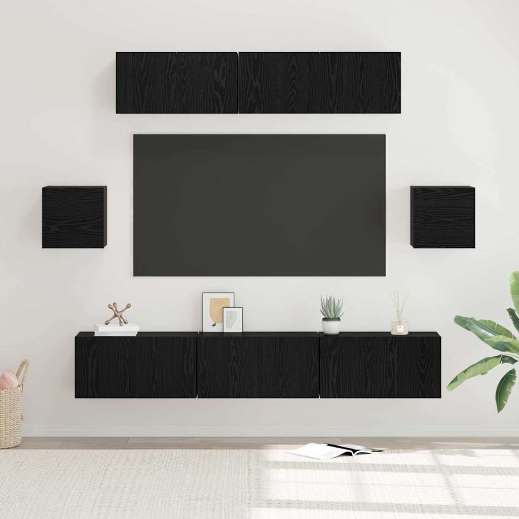 TV-Schrank-Set 7 pcs Schwarze Eiche 80 x 30 x 30 cm