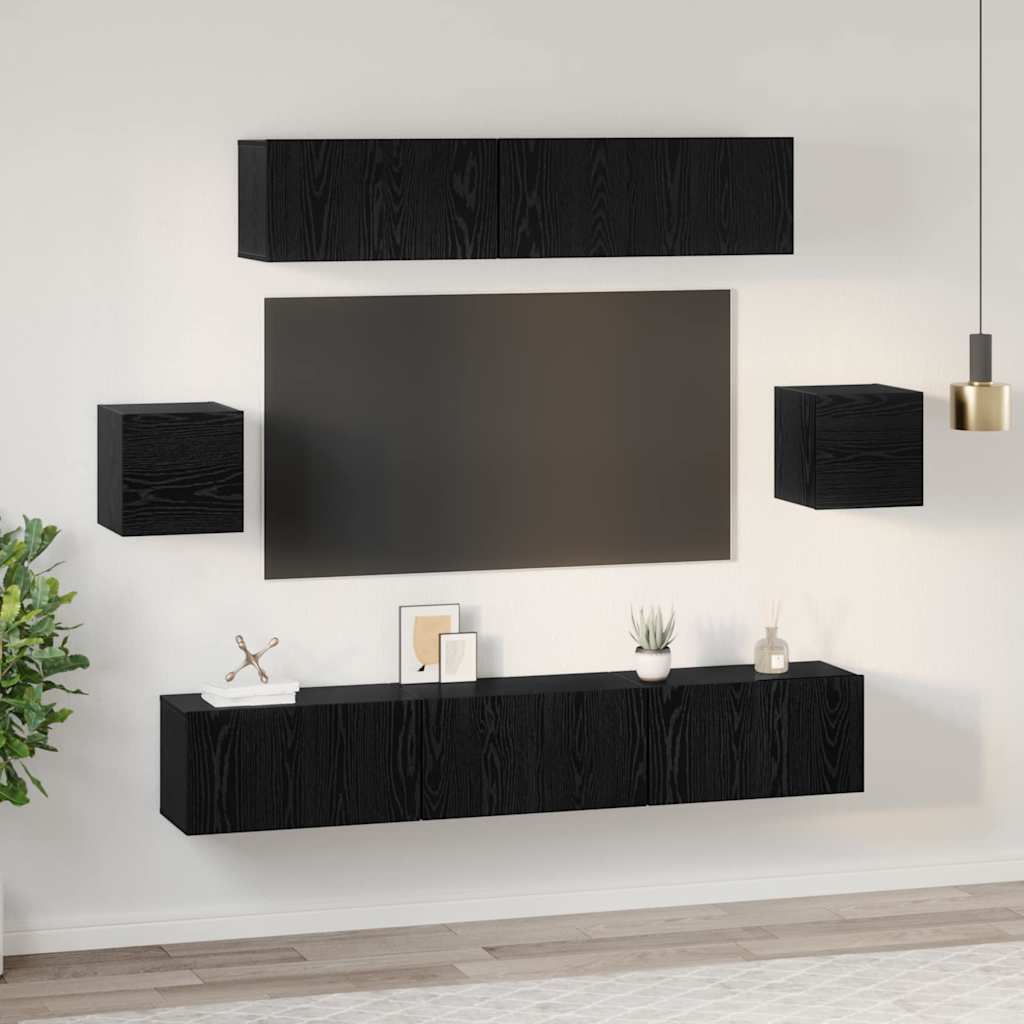 TV-Schrank-Set 7 pcs Schwarze Eiche 80 x 30 x 30 cm