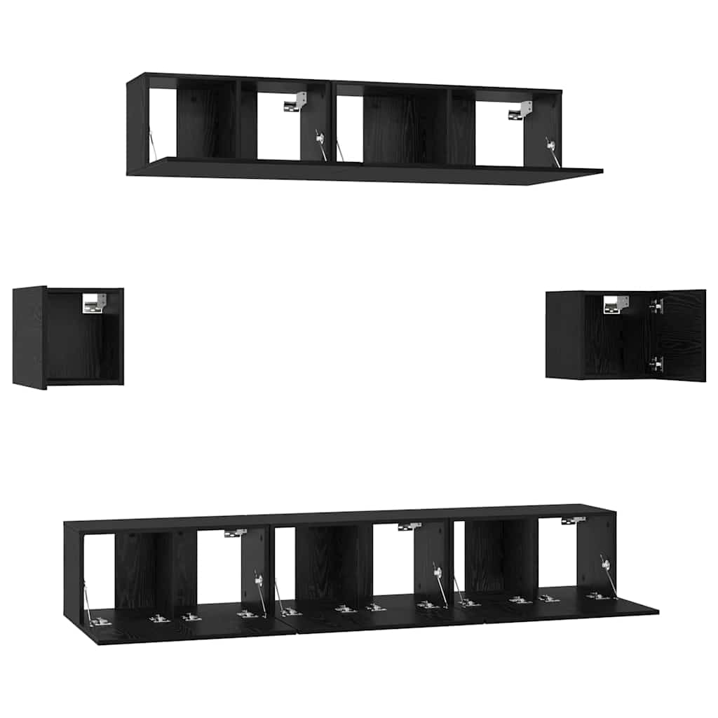 TV-Schrank-Set 7 pcs Schwarze Eiche 80 x 30 x 30 cm