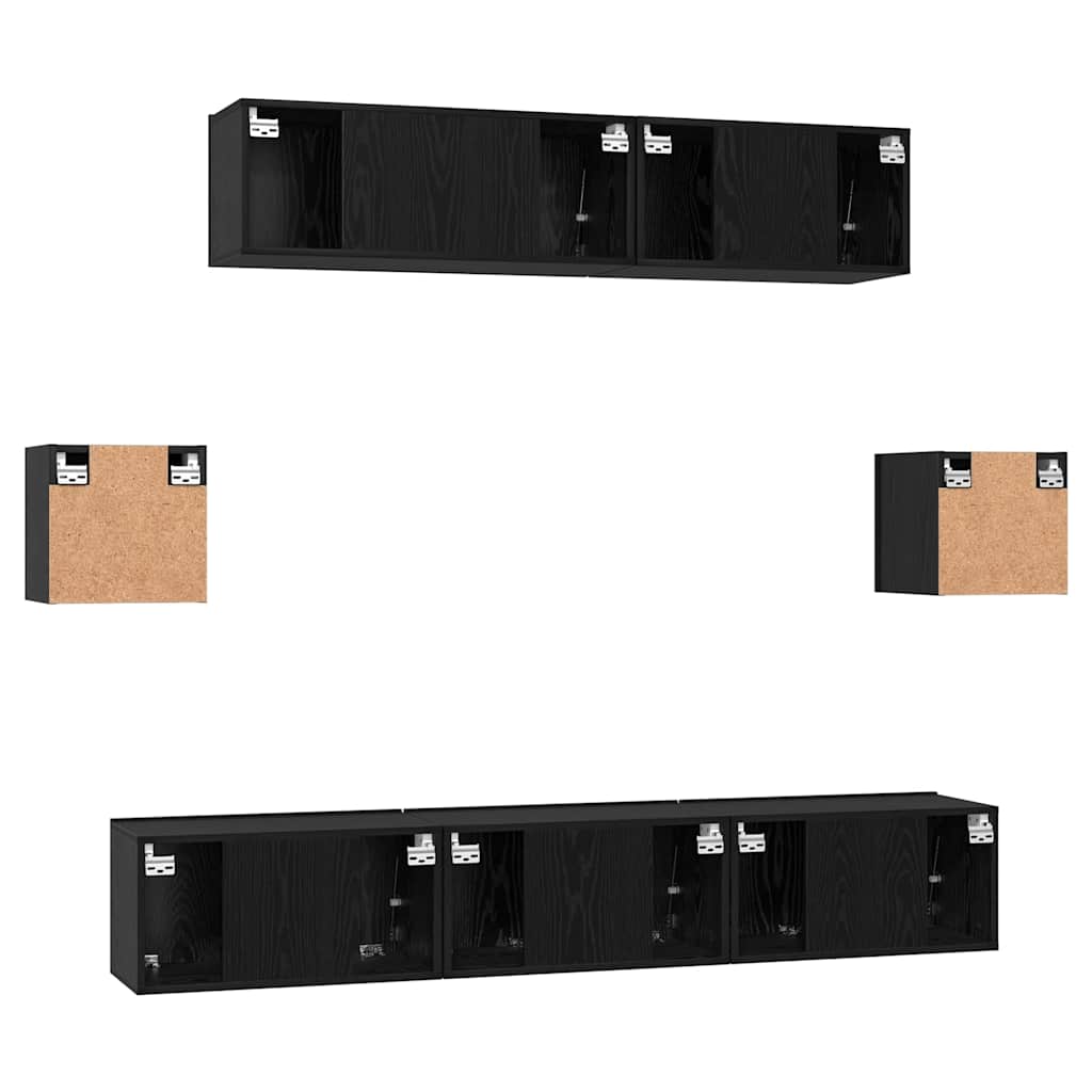TV-Schrank-Set 7 pcs Schwarze Eiche 80 x 30 x 30 cm