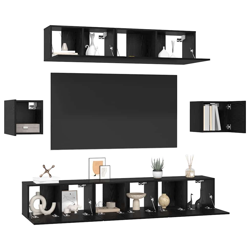 TV-Schrank-Set 7 pcs Schwarze Eiche 80 x 30 x 30 cm