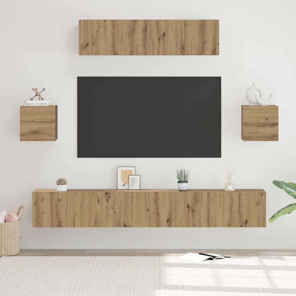 TV-Schrank-Set 7 pcs Eiche handwerklich 80 x 30 x 30 cm