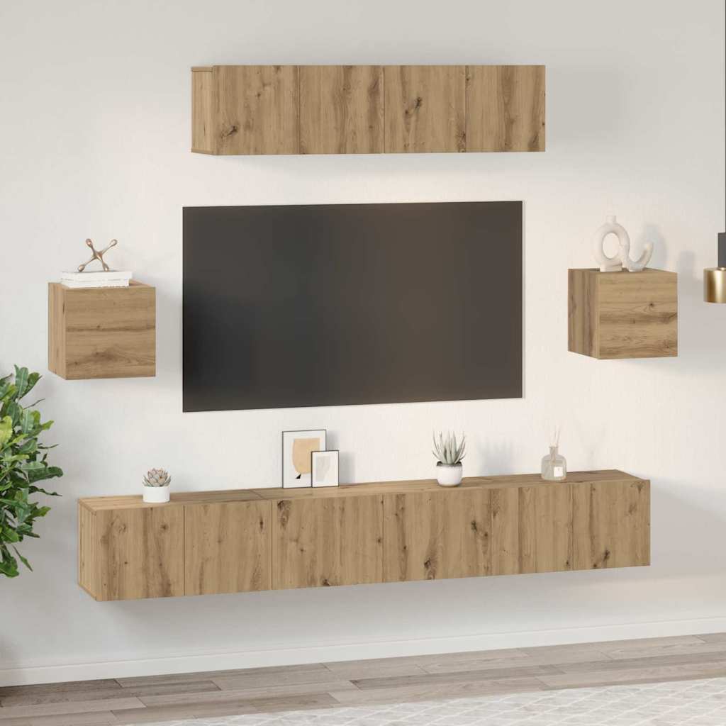TV-Schrank-Set 7 pcs Eiche handwerklich 80 x 30 x 30 cm