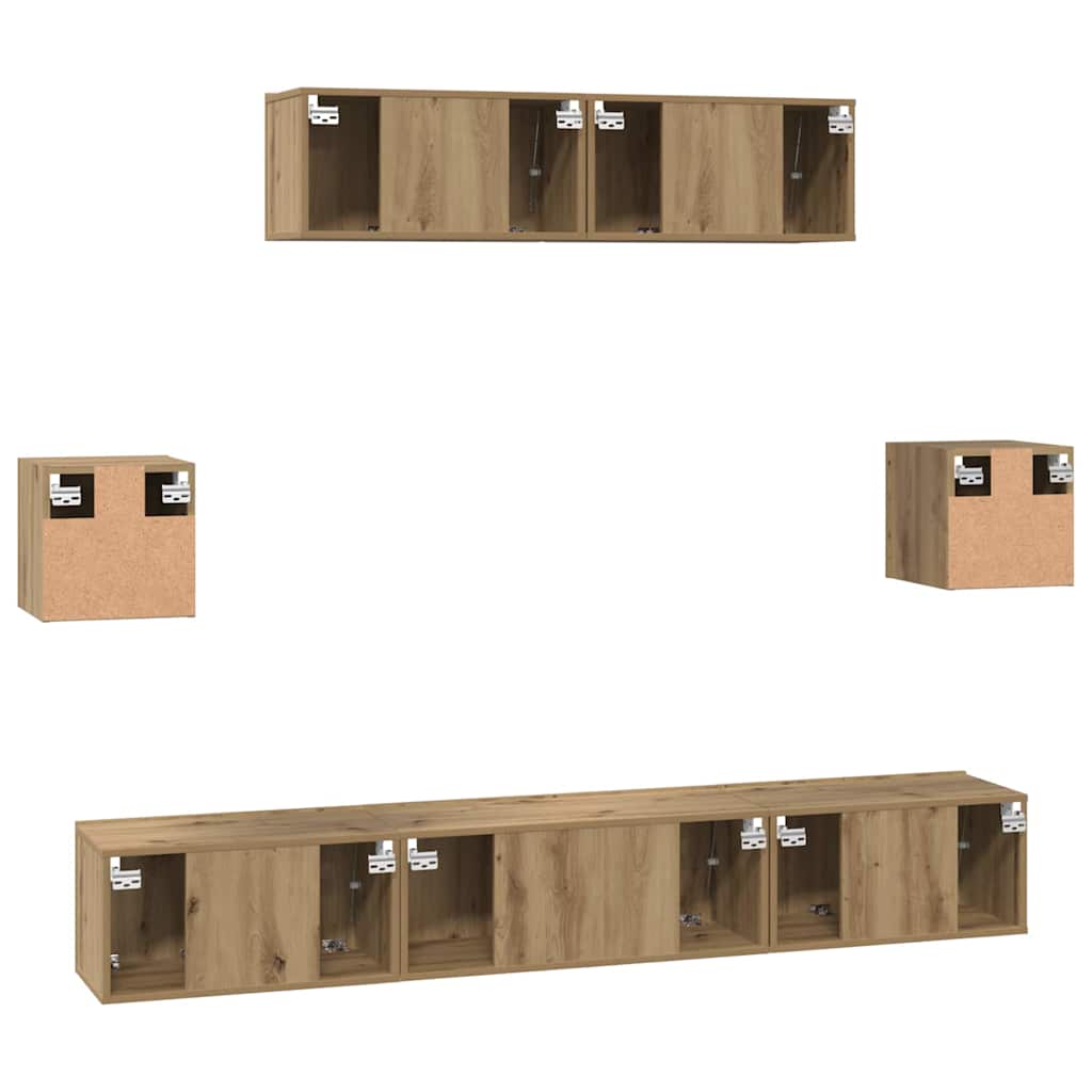 TV-Schrank-Set 7 pcs Eiche handwerklich 80 x 30 x 30 cm