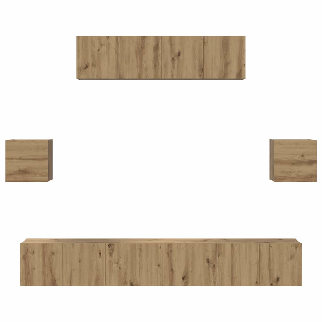 TV-Schrank-Set 7 pcs Eiche handwerklich 80 x 30 x 30 cm