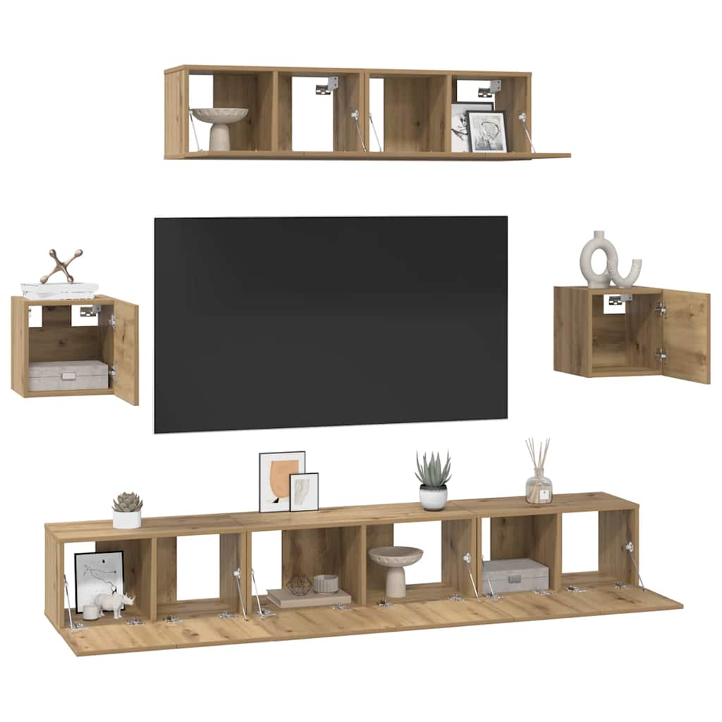TV-Schrank-Set 7 pcs Eiche handwerklich 80 x 30 x 30 cm