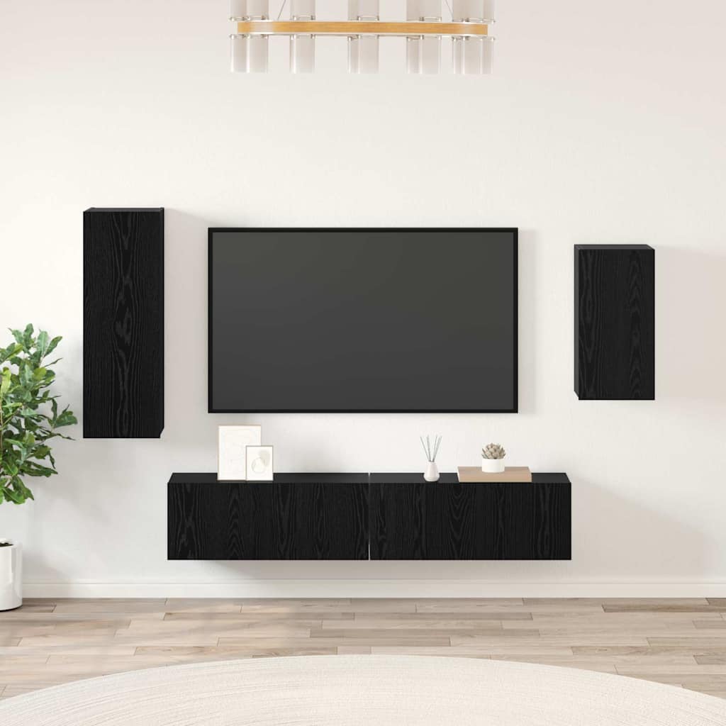 TV-Schrank-Set 4 pcs Schwarze Eiche 30,5 x 30 x 90 cm