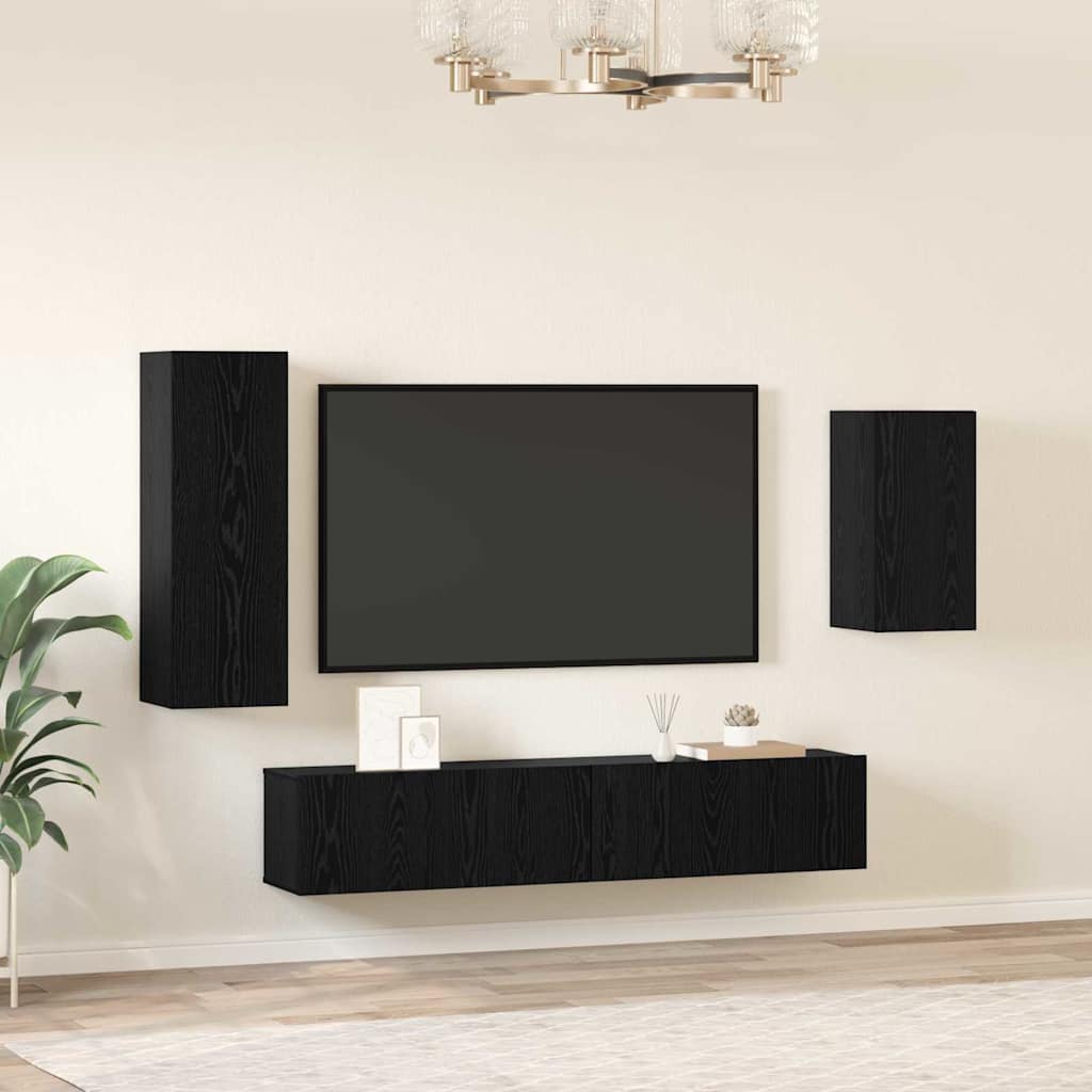 TV-Schrank-Set 4 pcs Schwarze Eiche 30,5 x 30 x 90 cm