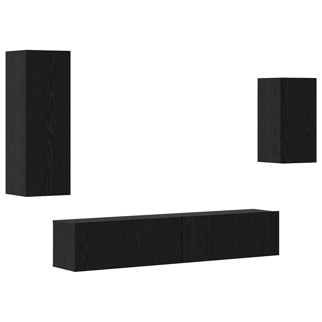 TV-Schrank-Set 4 pcs Schwarze Eiche 30,5 x 30 x 90 cm