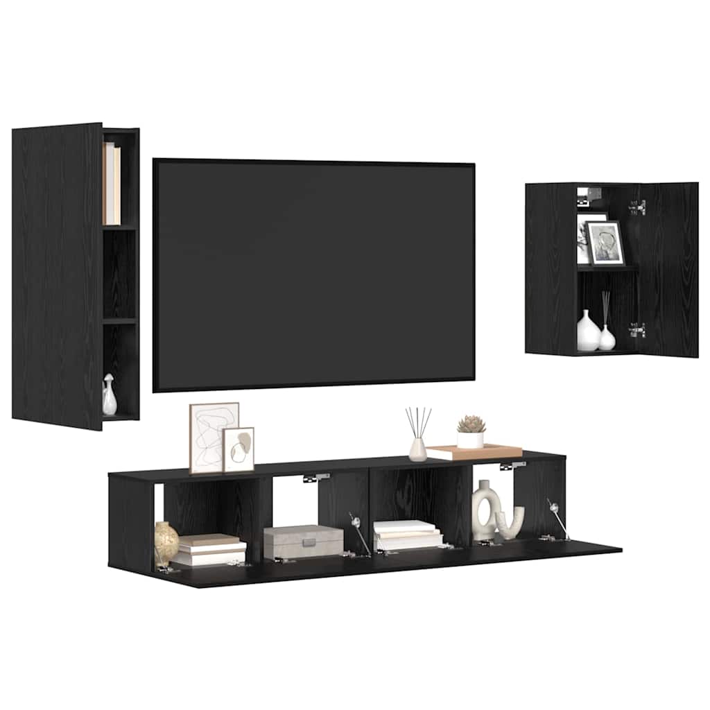 TV-Schrank-Set 4 pcs Schwarze Eiche 30,5 x 30 x 90 cm