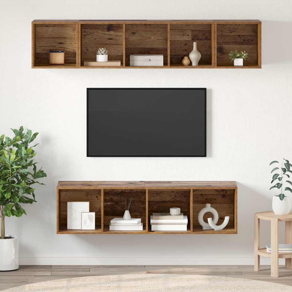 TV-Schrank-Set 4 pcs Altholz 37 x 37 x 142,5 cm Holzwerkstoff