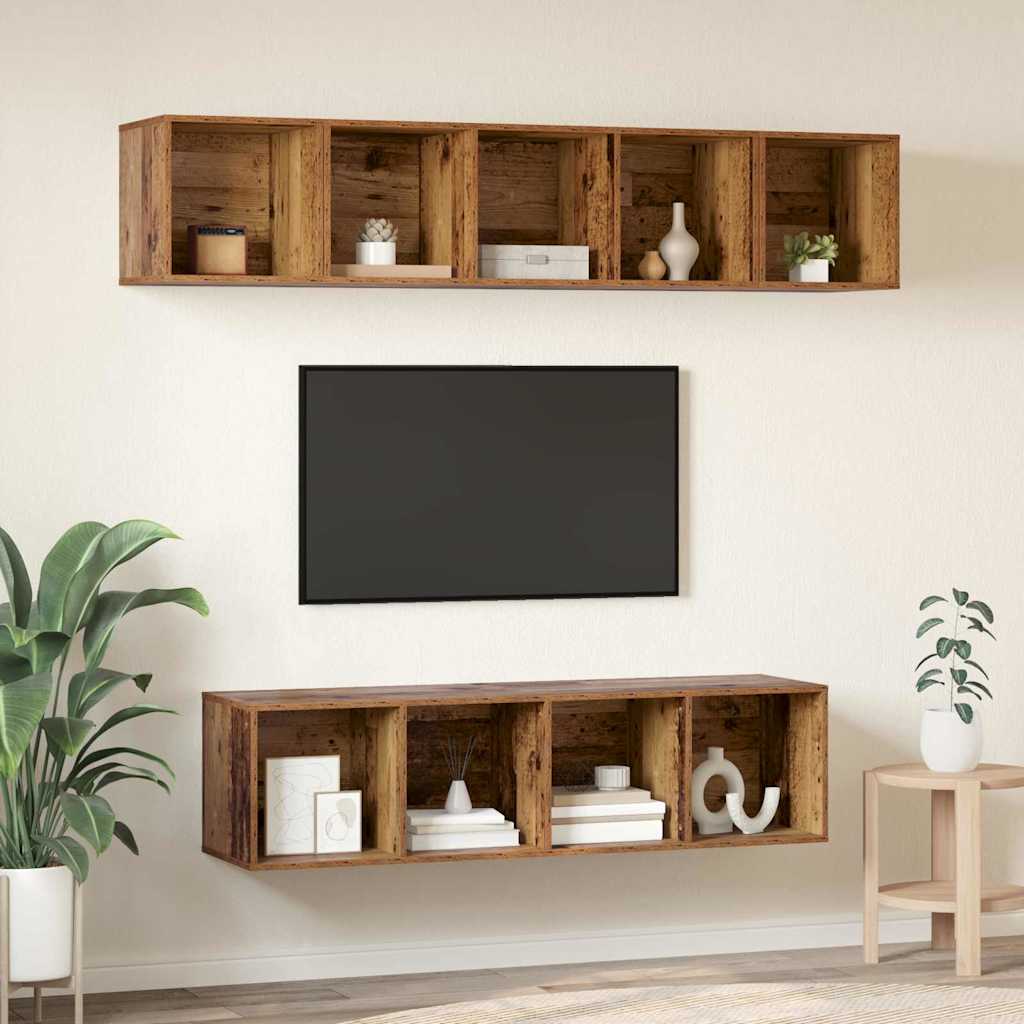 TV-Schrank-Set 4 pcs Altholz 37 x 37 x 142,5 cm Holzwerkstoff