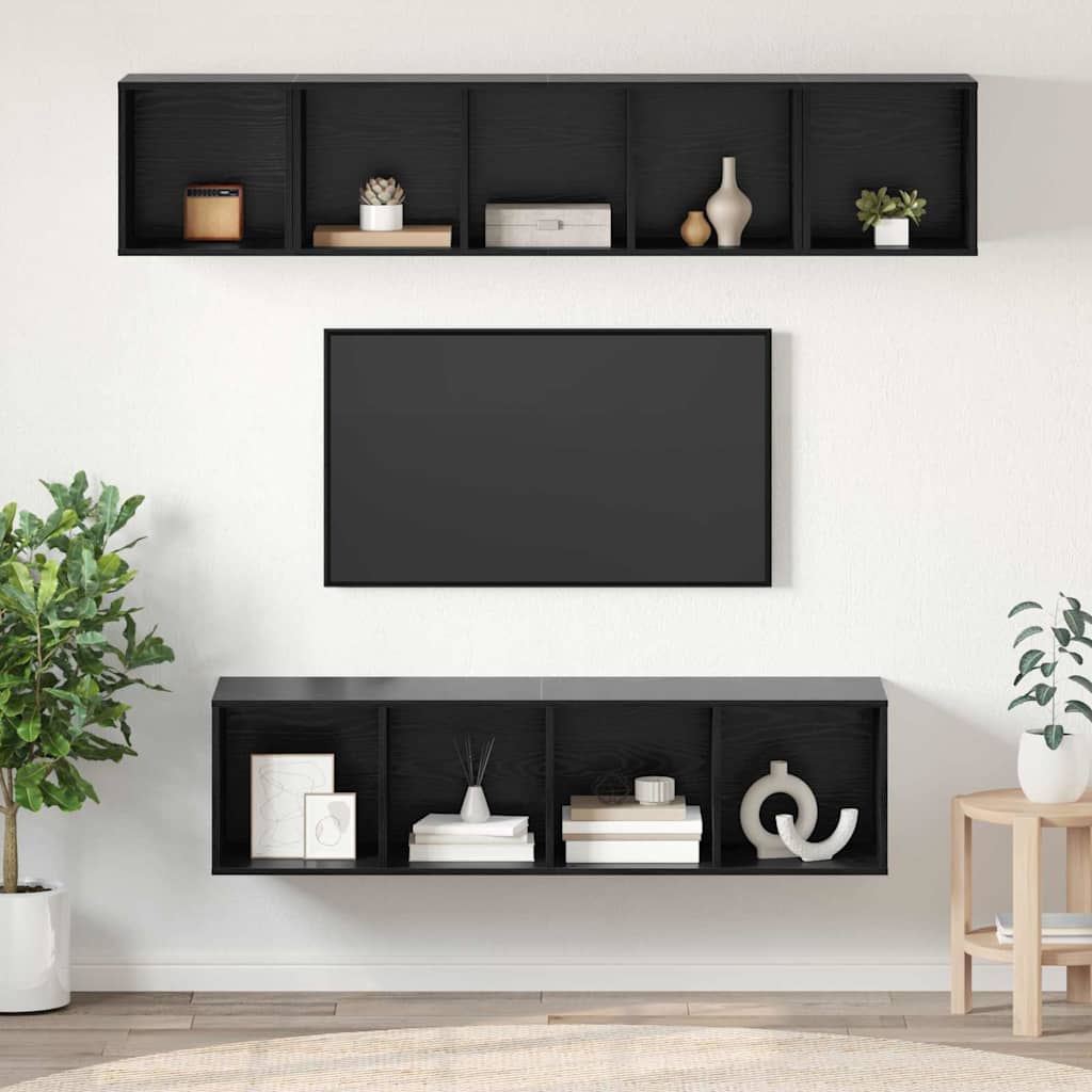 TV-Schrank-Set 4 pcs Schwarze Eiche 37 x 37 x 142,5 cm