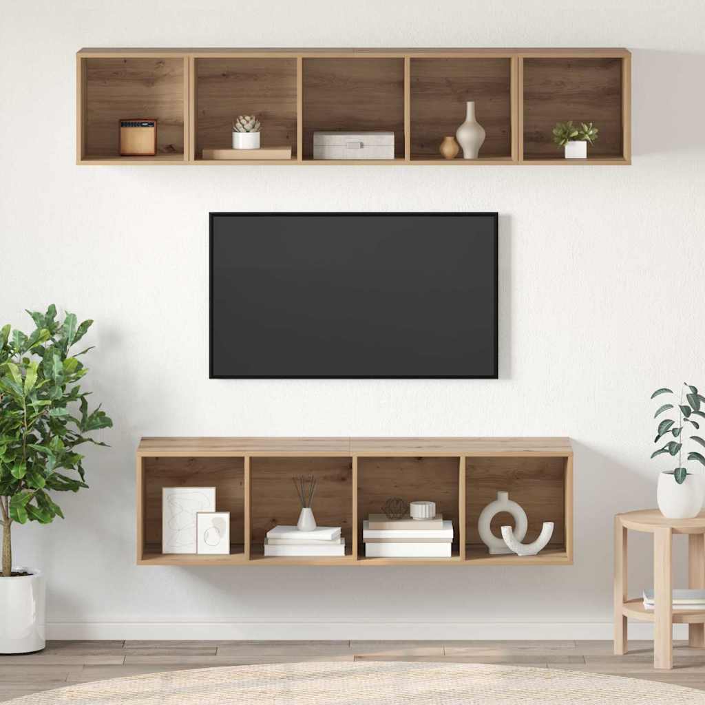 TV-Schrank-Set 4 pcs Eiche handwerklich 37 x 37 x 142,5 cm
