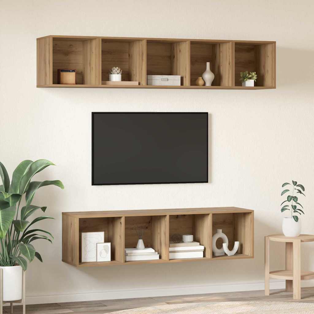 TV-Schrank-Set 4 pcs Eiche handwerklich 37 x 37 x 142,5 cm