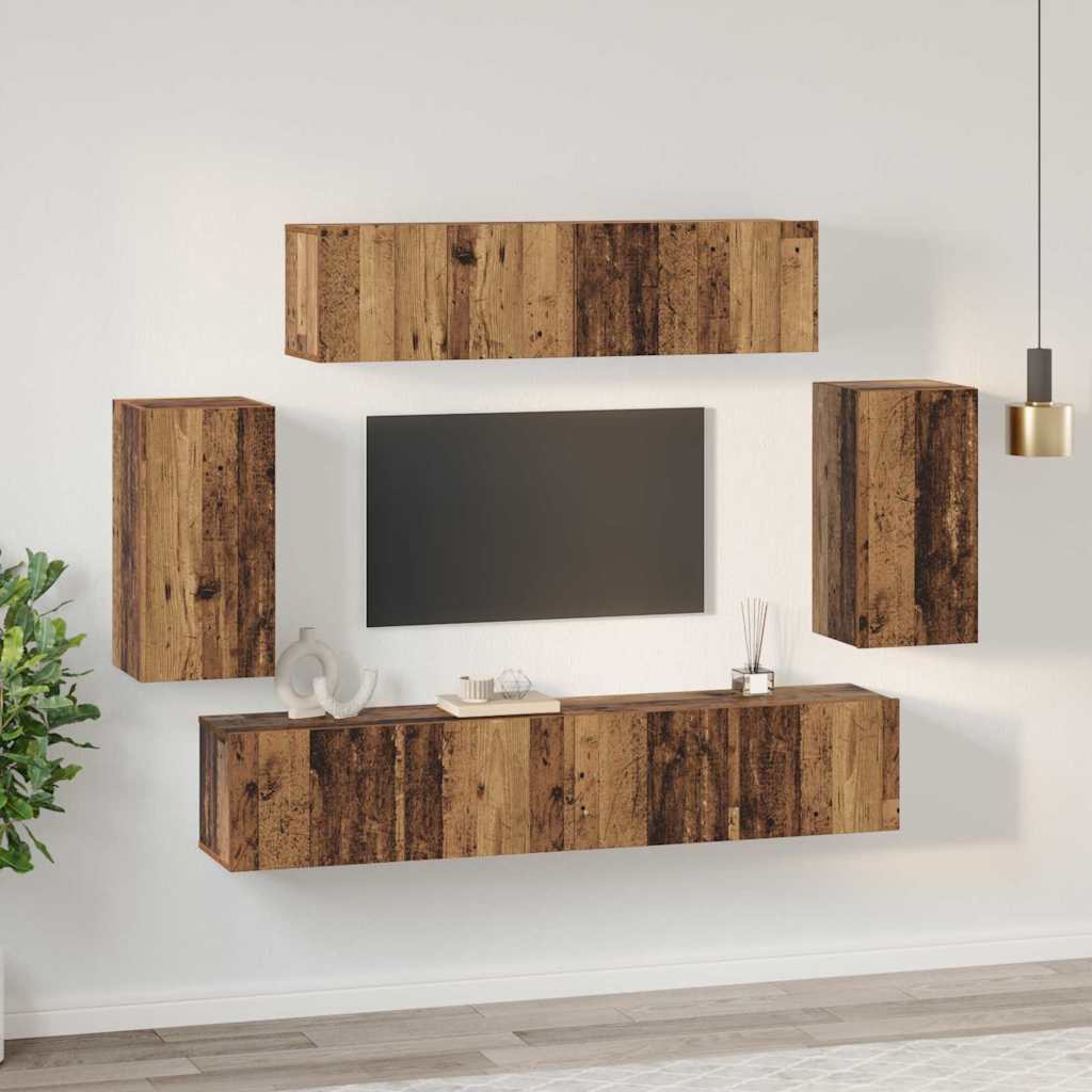 TV-Schrank-Set 6 pcs Altholz 80 x 30 x 30 cm Holzwerkstoff