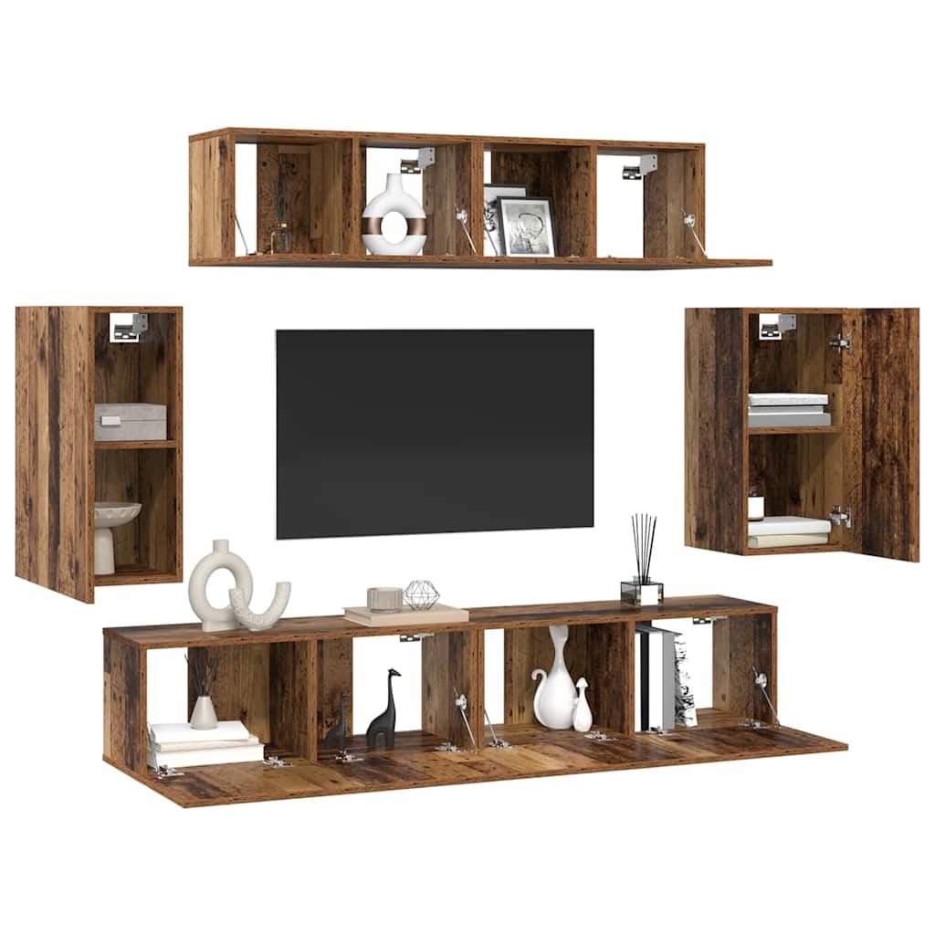 TV-Schrank-Set 6 pcs Altholz 80 x 30 x 30 cm Holzwerkstoff