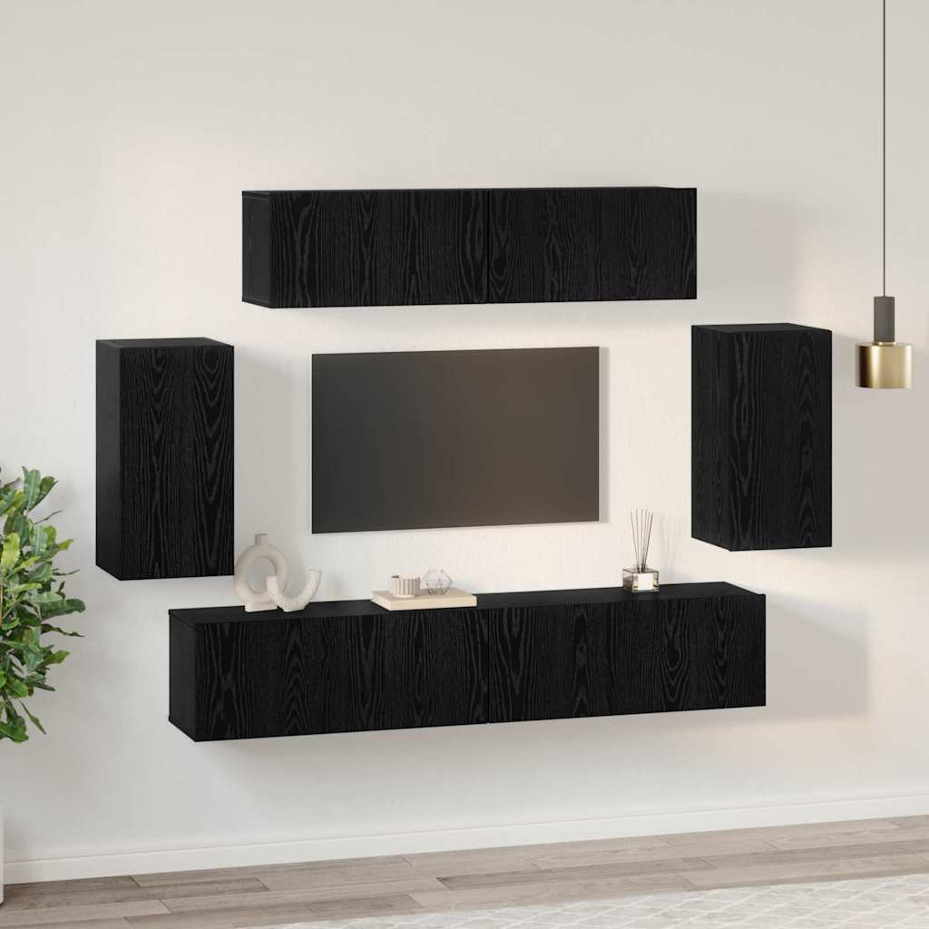 TV-Schrank-Set 6 pcs Schwarze Eiche 80 x 30 x 30 cm