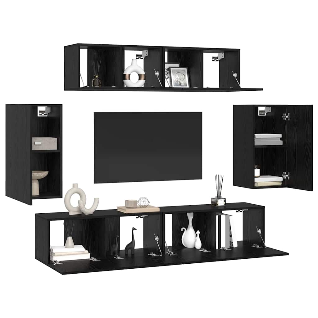 TV-Schrank-Set 6 pcs Schwarze Eiche 80 x 30 x 30 cm
