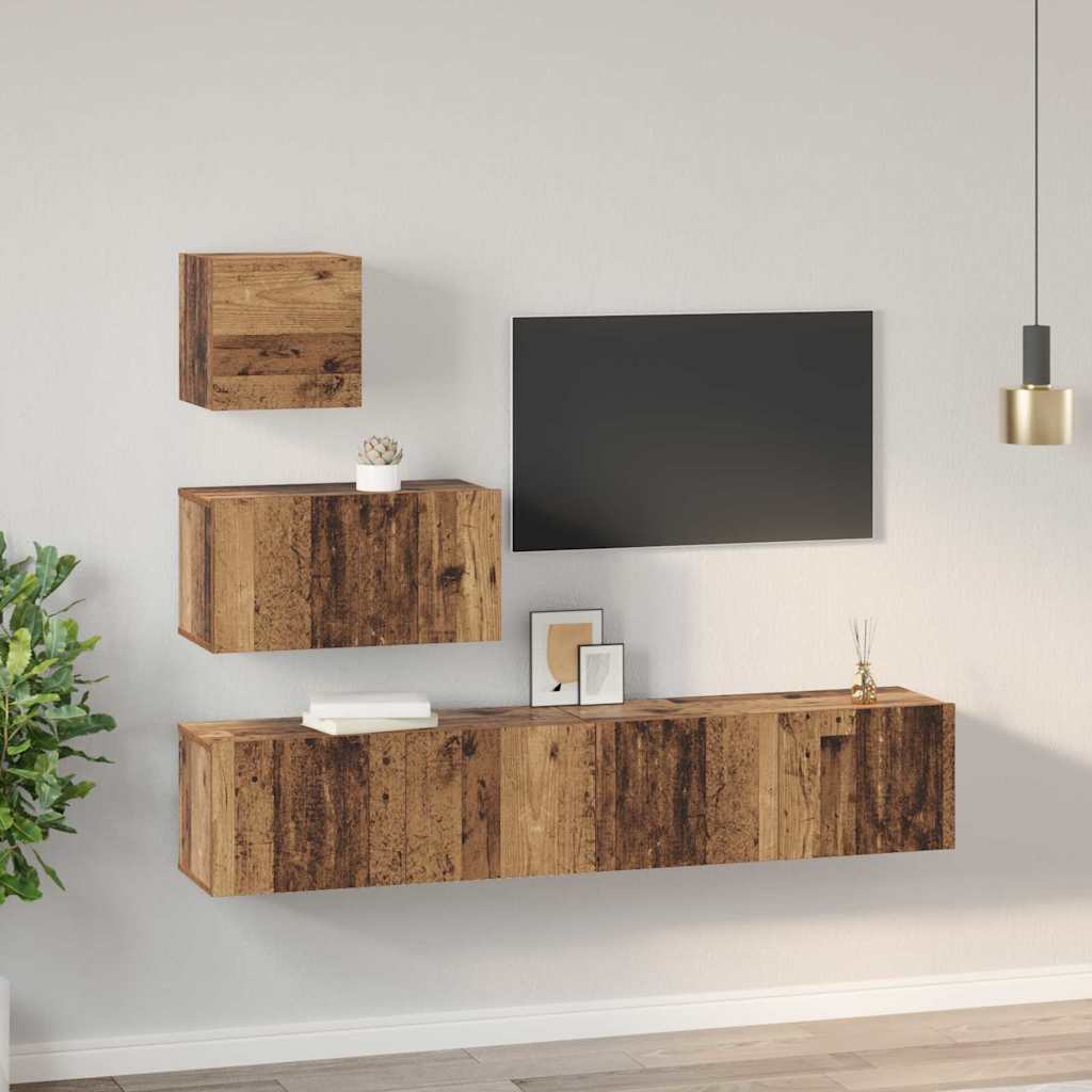 TV-Schrank-Set 4 pcs Altholz 80 x 30 x 30 cm Holzwerkstoff