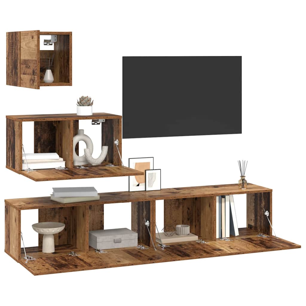 TV-Schrank-Set 4 pcs Altholz 80 x 30 x 30 cm Holzwerkstoff