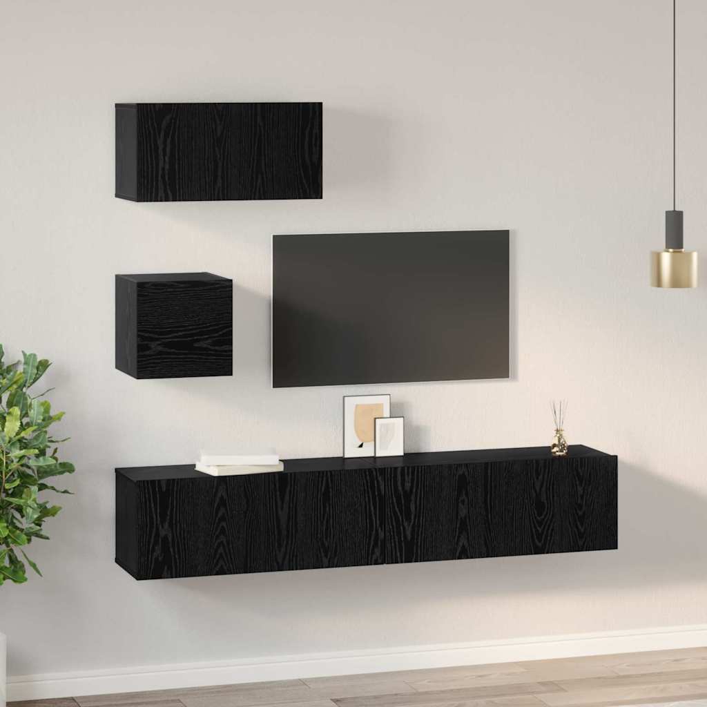 TV-Schrank-Set 4 pcs Schwarze Eiche 80 x 30 x 30 cm