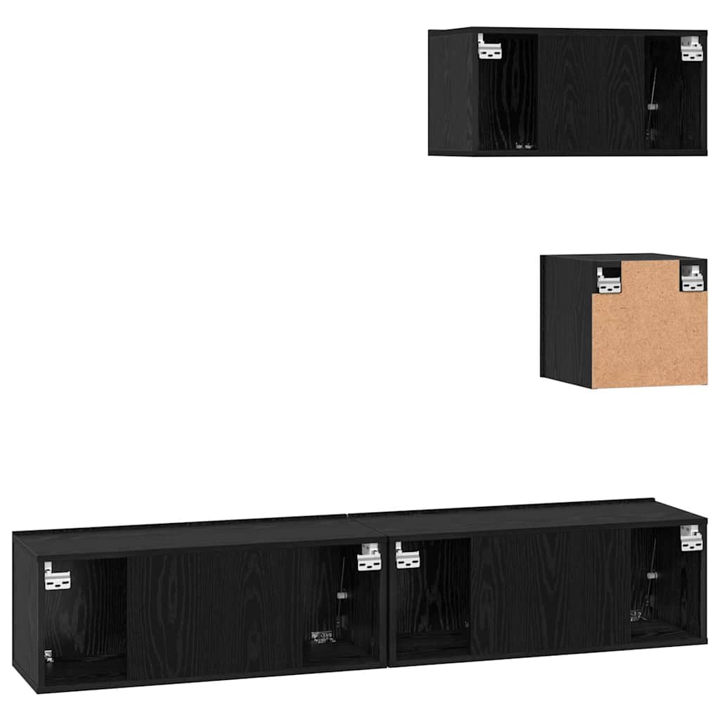 TV-Schrank-Set 4 pcs Schwarze Eiche 80 x 30 x 30 cm