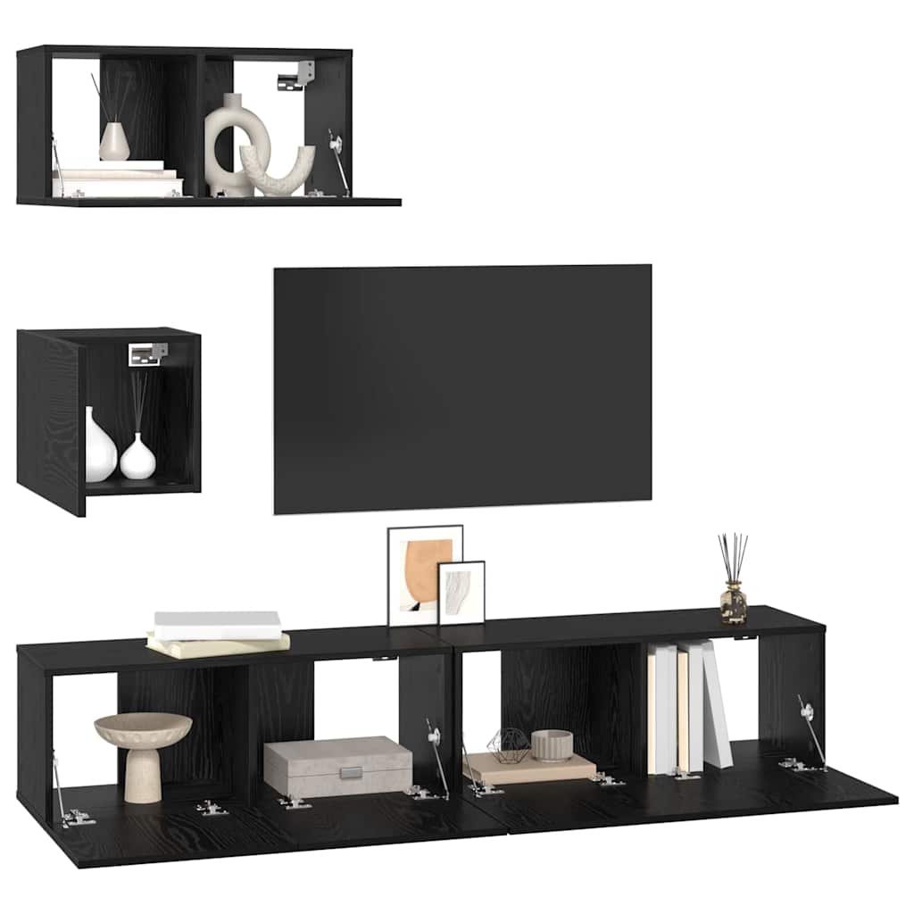 TV-Schrank-Set 4 pcs Schwarze Eiche 80 x 30 x 30 cm