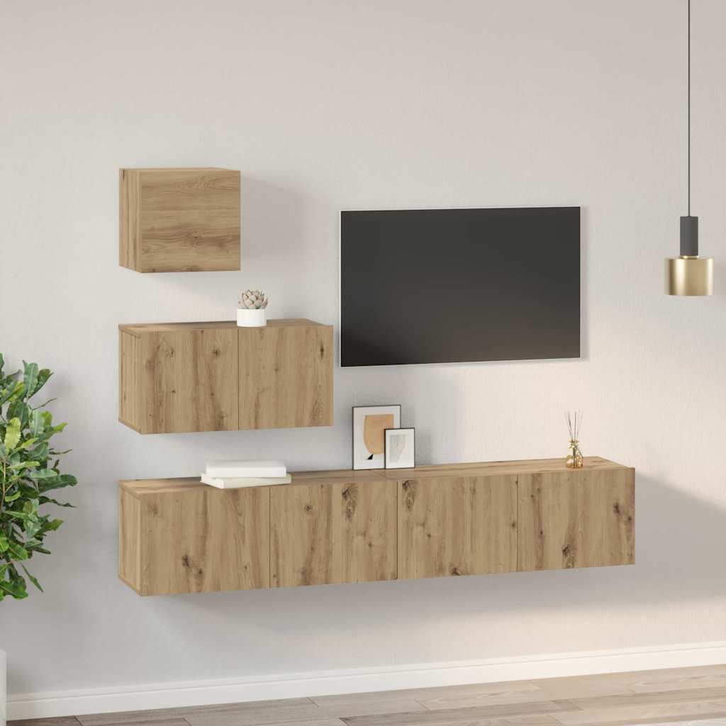 TV-Schrank-Set 4 pcs Eiche handwerklich 80 x 30 x 30 cm