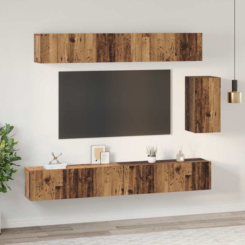 TV-Schrank-Set 6 pcs Altholz 100 x 30 x 30 cm Holzwerkstoff