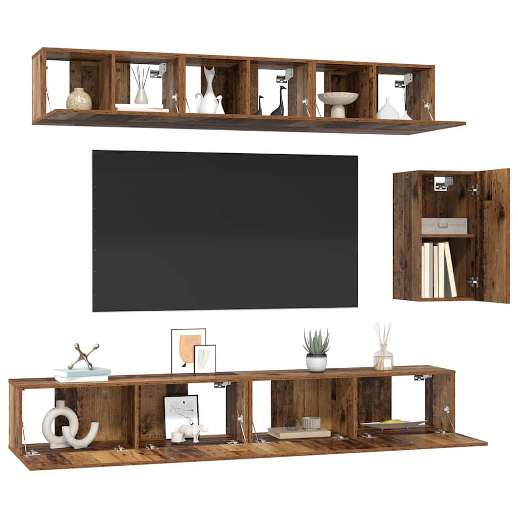 TV-Schrank-Set 6 pcs Altholz 100 x 30 x 30 cm Holzwerkstoff