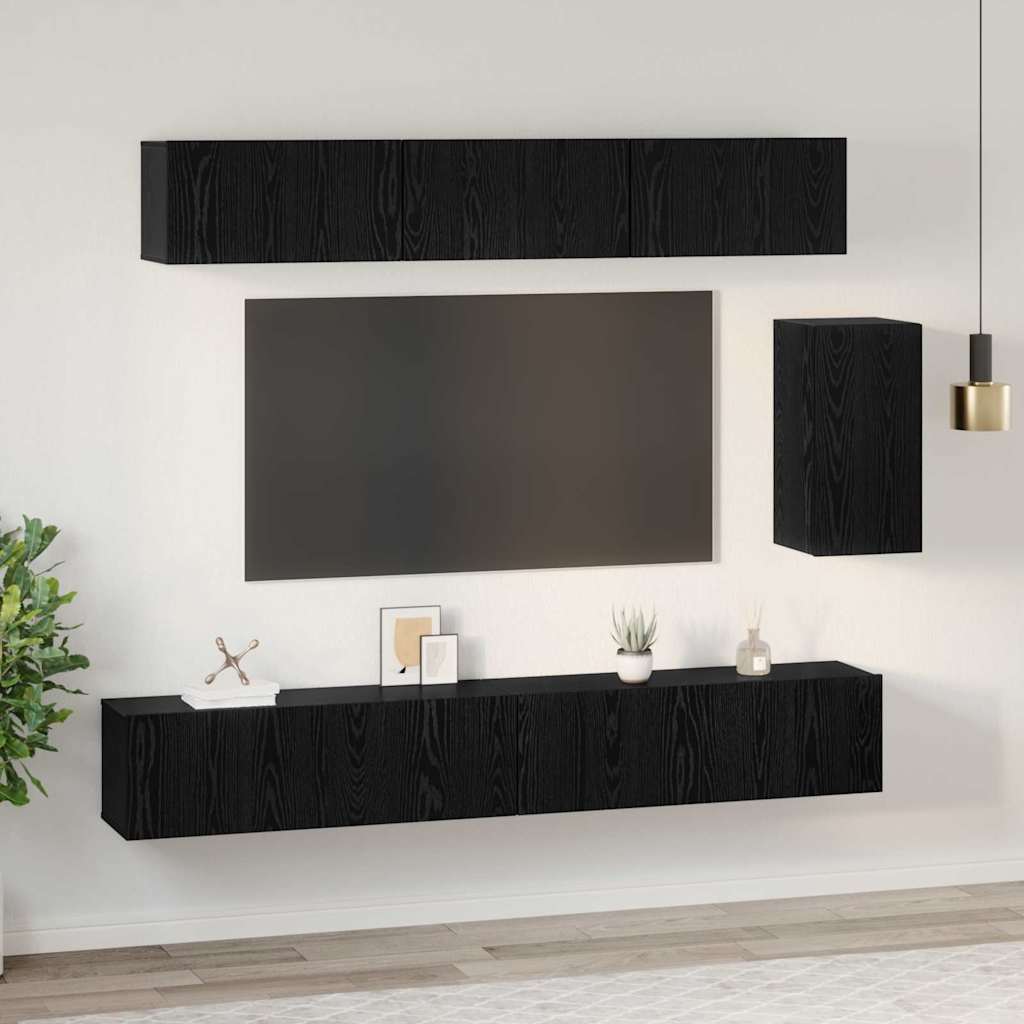 TV-Schrank-Set 6 pcs Schwarze Eiche 100 x 30 x 30 cm