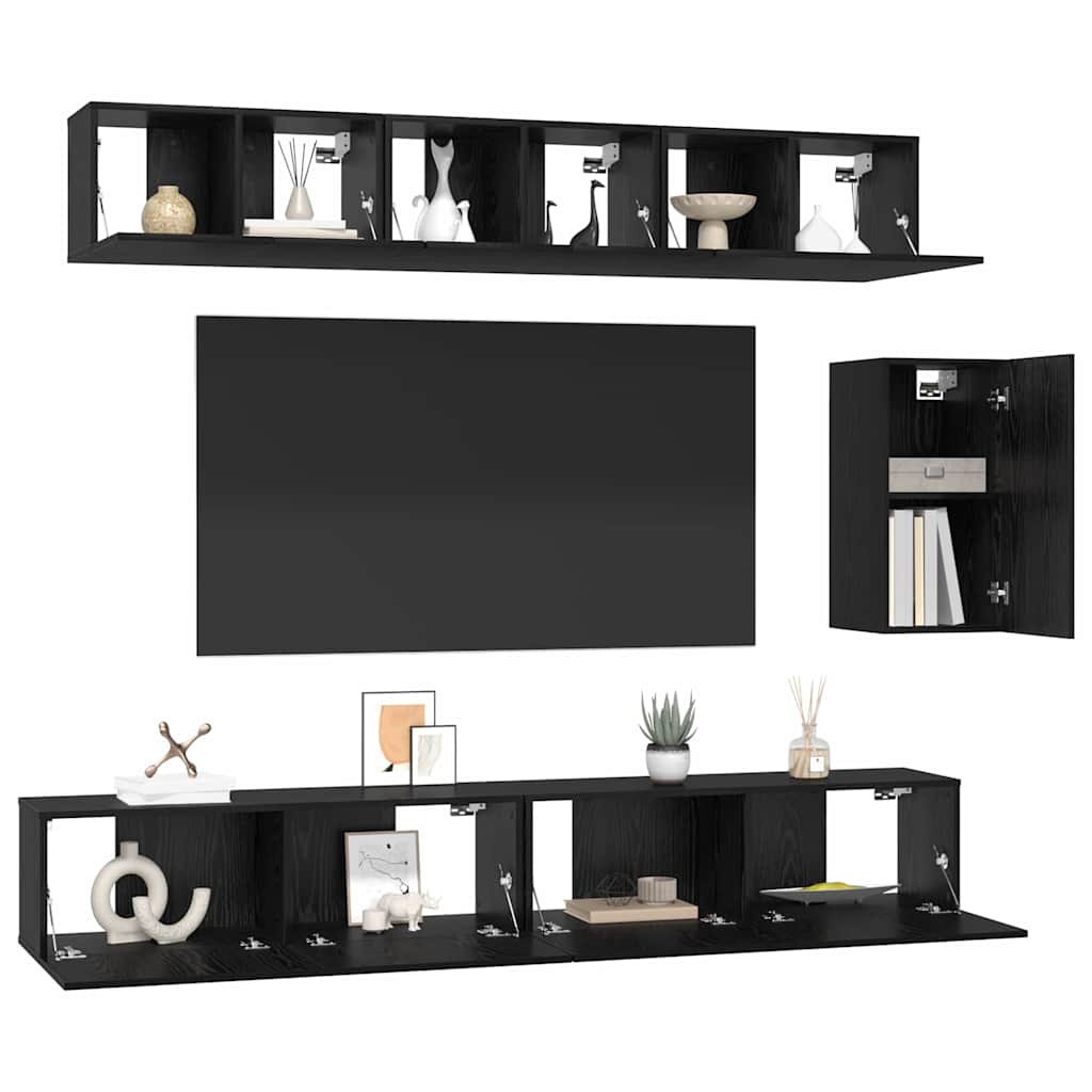 TV-Schrank-Set 6 pcs Schwarze Eiche 100 x 30 x 30 cm