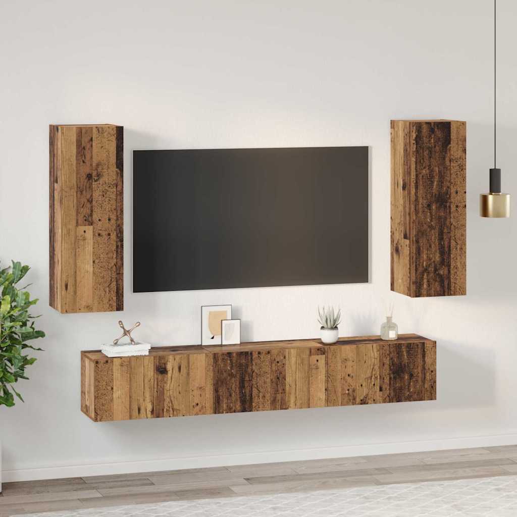 TV-Schrank-Set 4 pcs Altholz 30,5 x 30 x 90 cm Holzwerkstoff