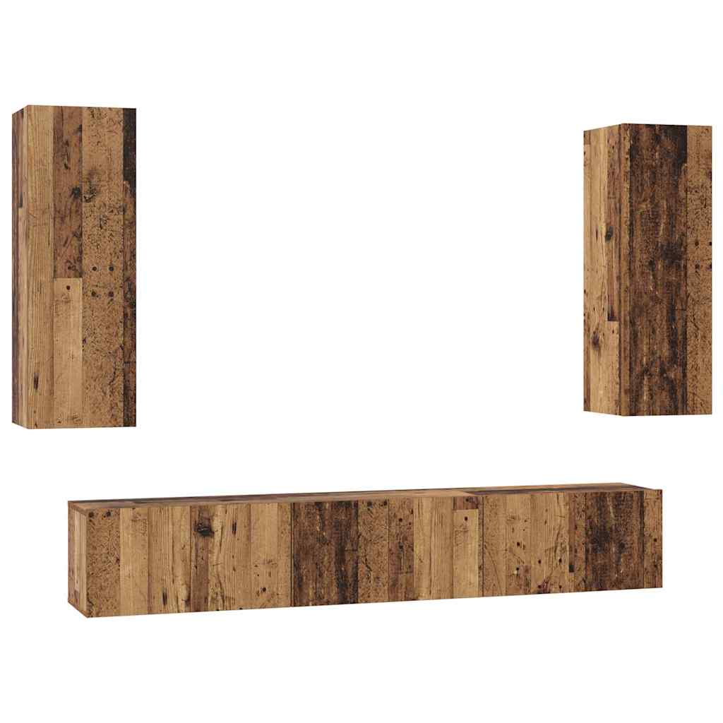 TV-Schrank-Set 4 pcs Altholz 30,5 x 30 x 90 cm Holzwerkstoff