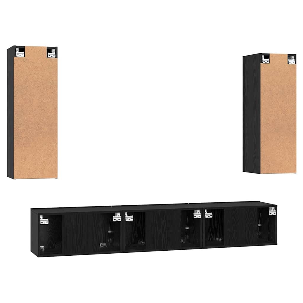 TV-Schrank-Set 5 pcs Schwarze Eiche Mittel 30,5 x 30 x 90 cm