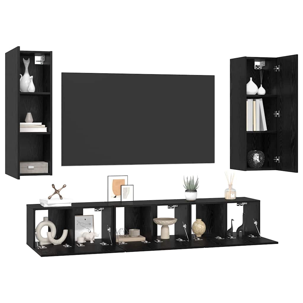 TV-Schrank-Set 5 pcs Schwarze Eiche Mittel 30,5 x 30 x 90 cm