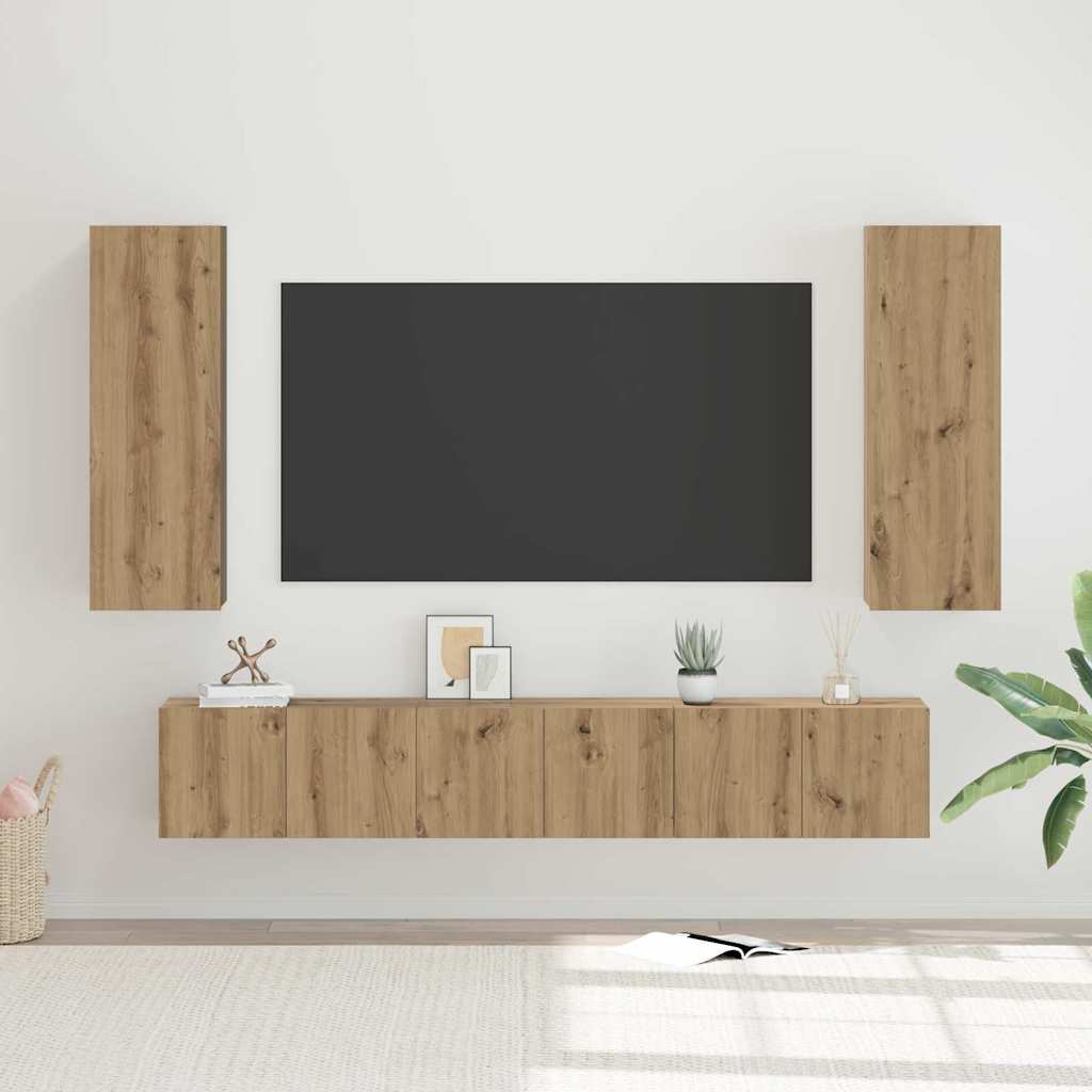 TV-Schrank-Set 4 pcs Eiche handwerklich 30,5 x 30 x 90 cm