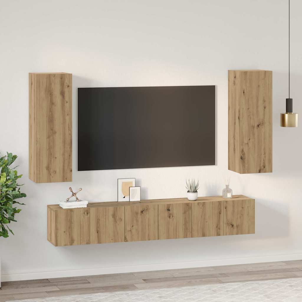 TV-Schrank-Set 4 pcs Eiche handwerklich 30,5 x 30 x 90 cm