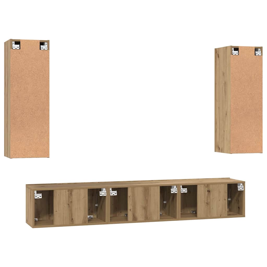 TV-Schrank-Set 4 pcs Eiche handwerklich 30,5 x 30 x 90 cm
