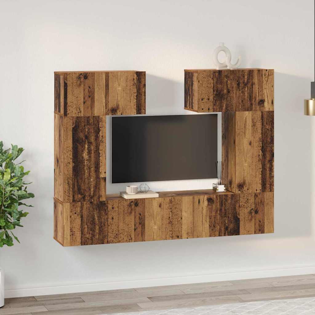 TV-Schrank-Set 6 pcs Altholz 80 x 30 x 30 cm Holzwerkstoff