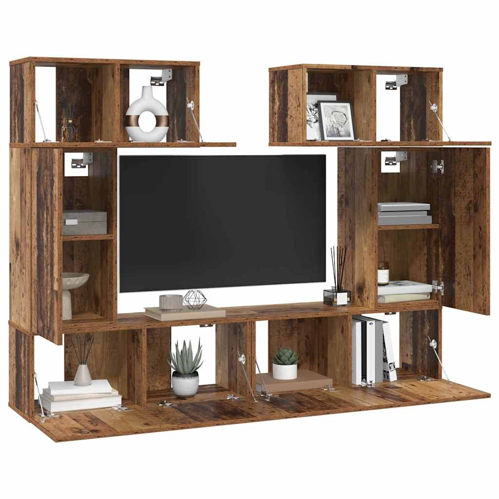 TV-Schrank-Set 6 pcs Altholz 80 x 30 x 30 cm Holzwerkstoff
