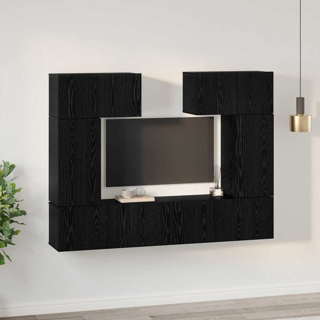 TV-Schrank-Set 6 pcs Schwarze Eiche 80 x 30 x 30 cm