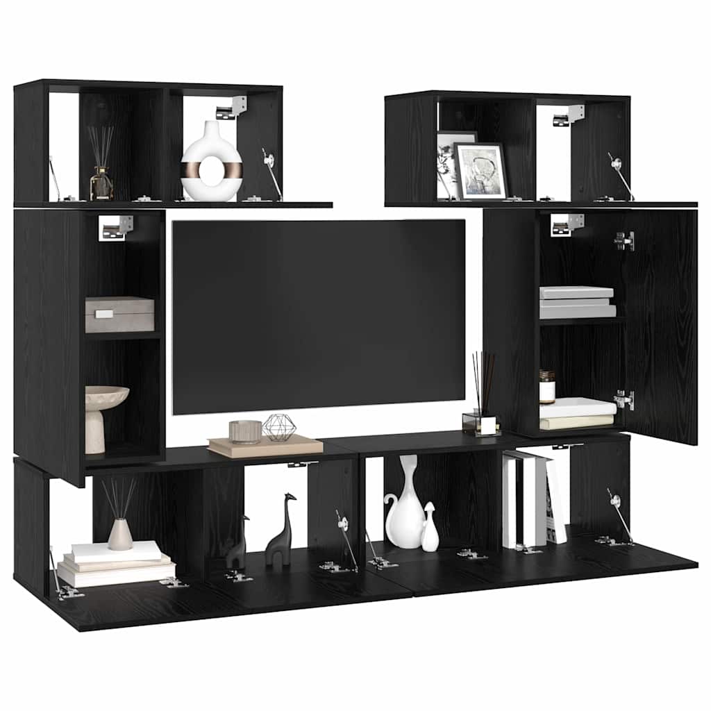 TV-Schrank-Set 6 pcs Schwarze Eiche 80 x 30 x 30 cm
