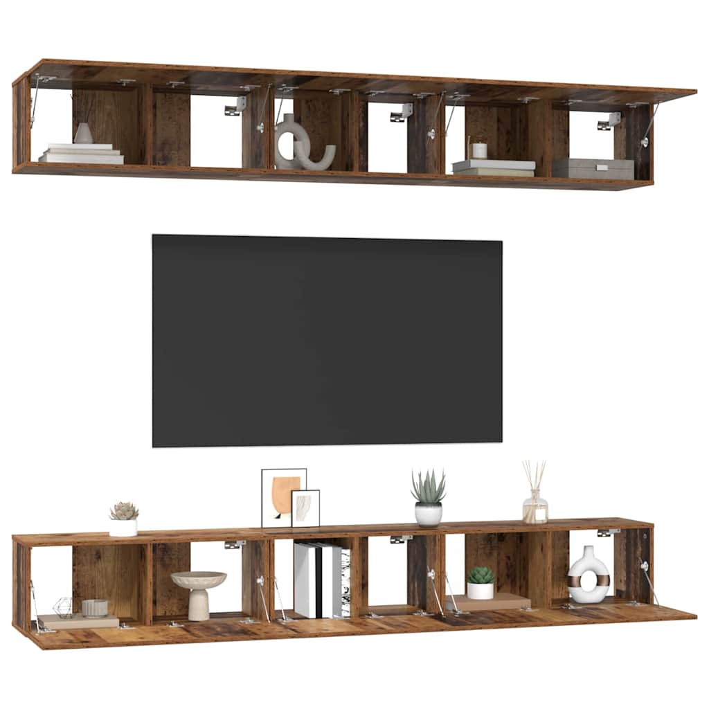 TV-Schrank-Set 6 pcs Altholz 80 x 30 x 30 cm Holzwerkstoff