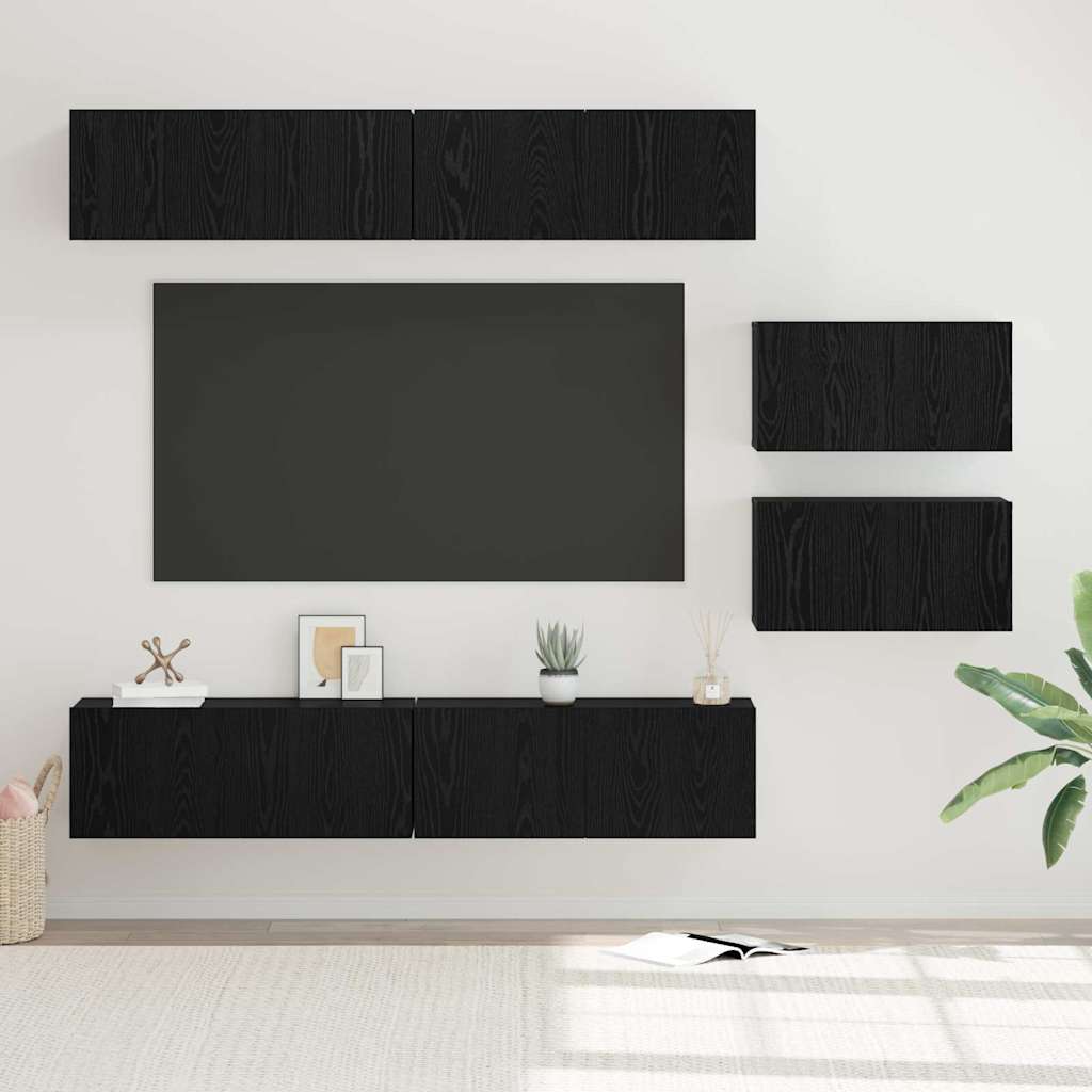 TV-Schrank-Set 6 pcs Schwarze Eiche 80 x 30 x 30 cm