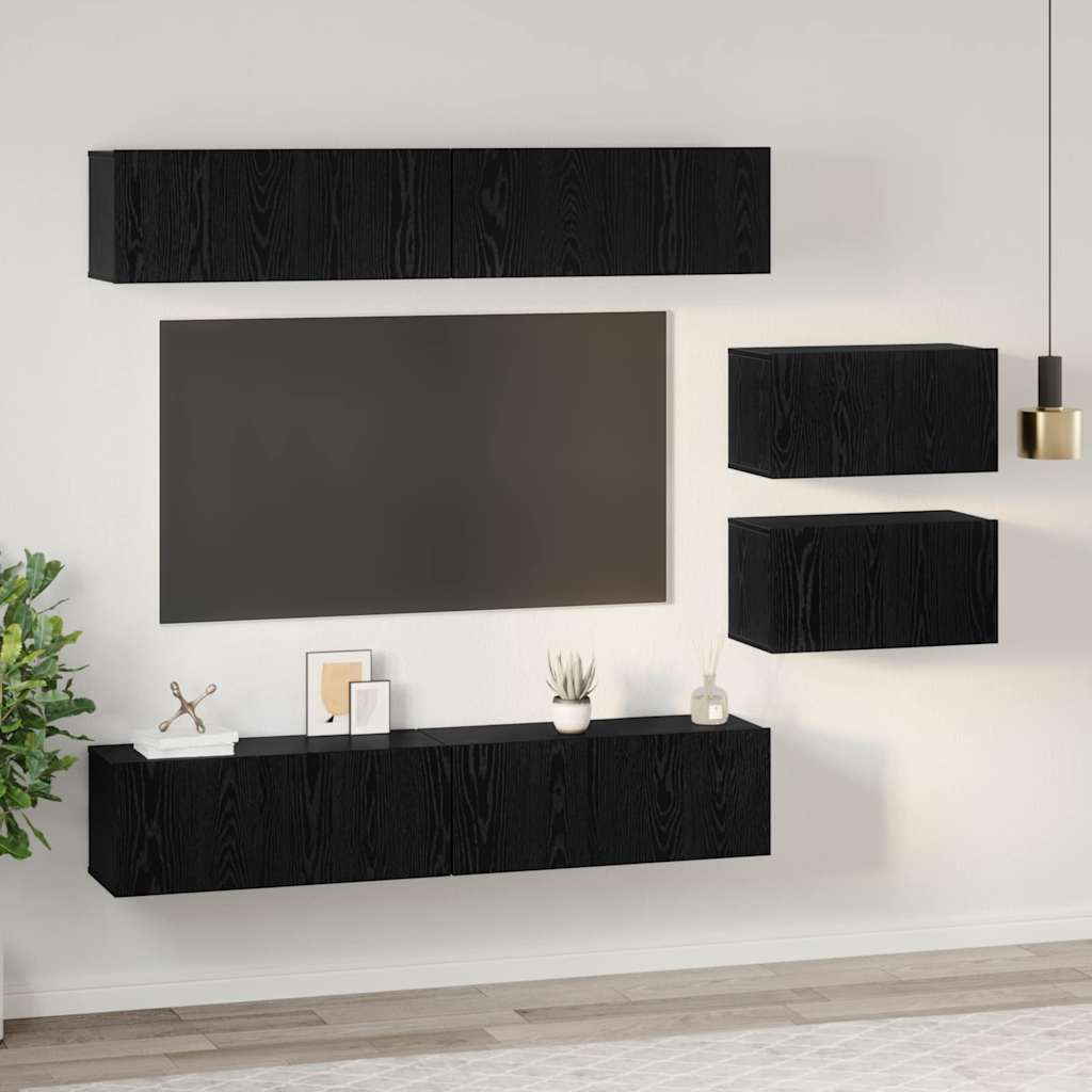 TV-Schrank-Set 6 pcs Schwarze Eiche 80 x 30 x 30 cm