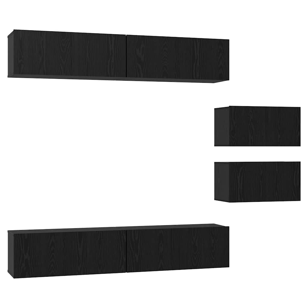 TV-Schrank-Set 6 pcs Schwarze Eiche 80 x 30 x 30 cm