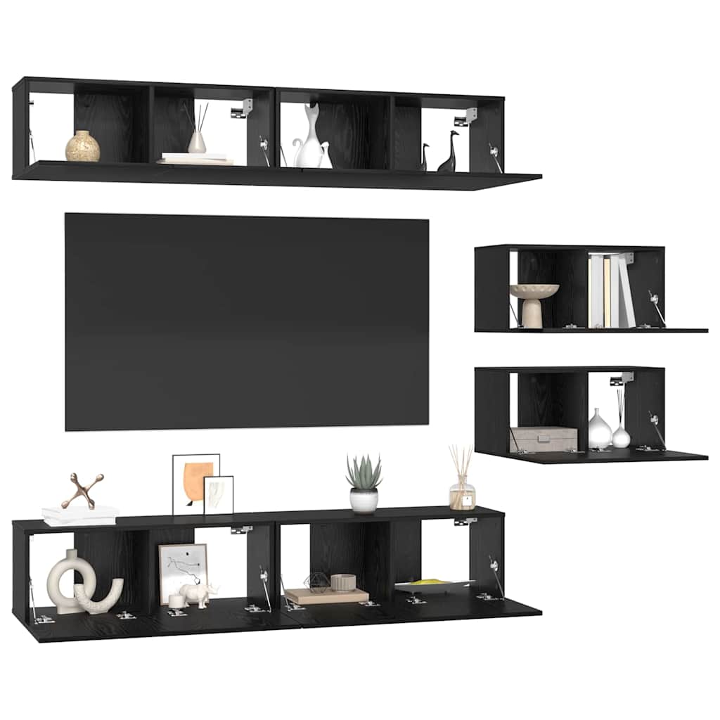 TV-Schrank-Set 6 pcs Schwarze Eiche 80 x 30 x 30 cm