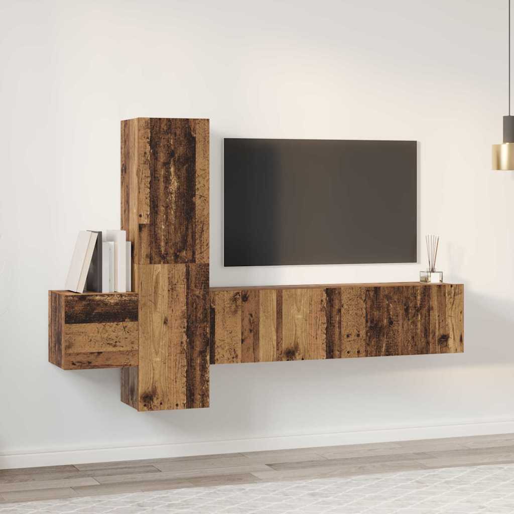 TV-Schrank-Set 5 pcs Altholz 181 x 30 x 120 cm Holzwerkstoff